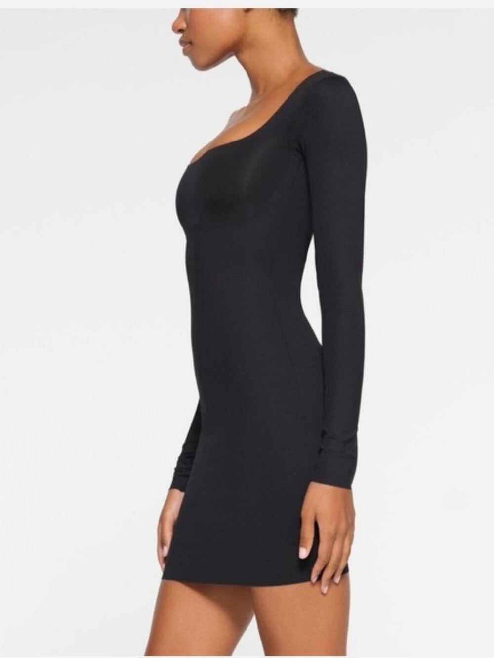 SKIMS Black Body Long Sleeve Slip Dress - Picture 3 of 12